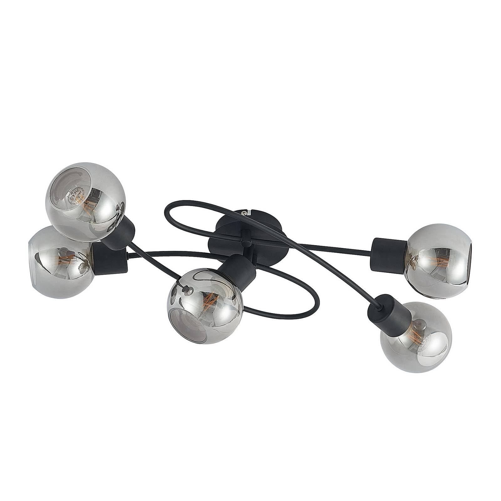 Lindby Ceiling Light Elaina dimmable (Modern) in Black Made of Metal for e.g. Living Room & Dining (5 Light Sources, E14) from Ceiling lamp