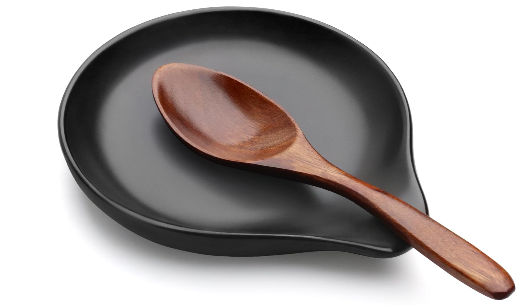 VanlonPro Ceramic Spoon Rest, 5 Inch Spoon Holder for Stove Top, Kitchen Counter, Utensils, Ladle, Coffee Spoons, Cooking spoons, Spatula, Tongs, Heat-Resistant, Housewarming Gifts, Matte Black