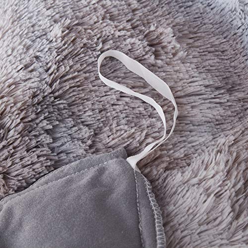 Jauxio Luxury Abstract Faux Fur Bedding Set Tie Dye Printed Shaggy Duvet Cover With Pillow Shams Soft Crystal Velvet Reverse (Light Grey, King) #TOP5