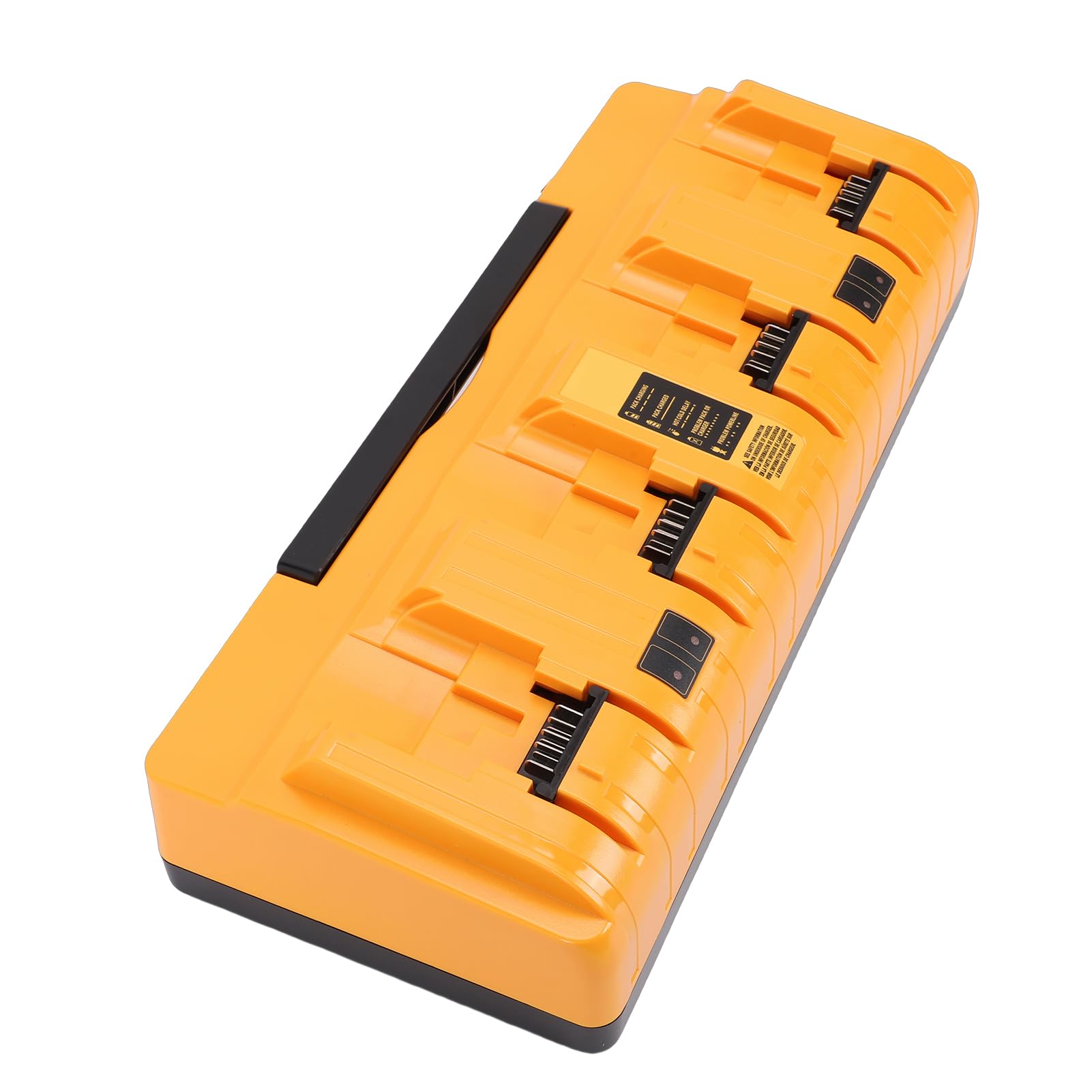 Fafeicy Estación de Carga de Baterías, Base de Carga Rápida de 3 A para Múltiples Baterías, Color Amarillo, Compatible con DCB104, DCB127 y DCB182, 4 Puertos, Material ignífugo. (Enchufe de la UE)