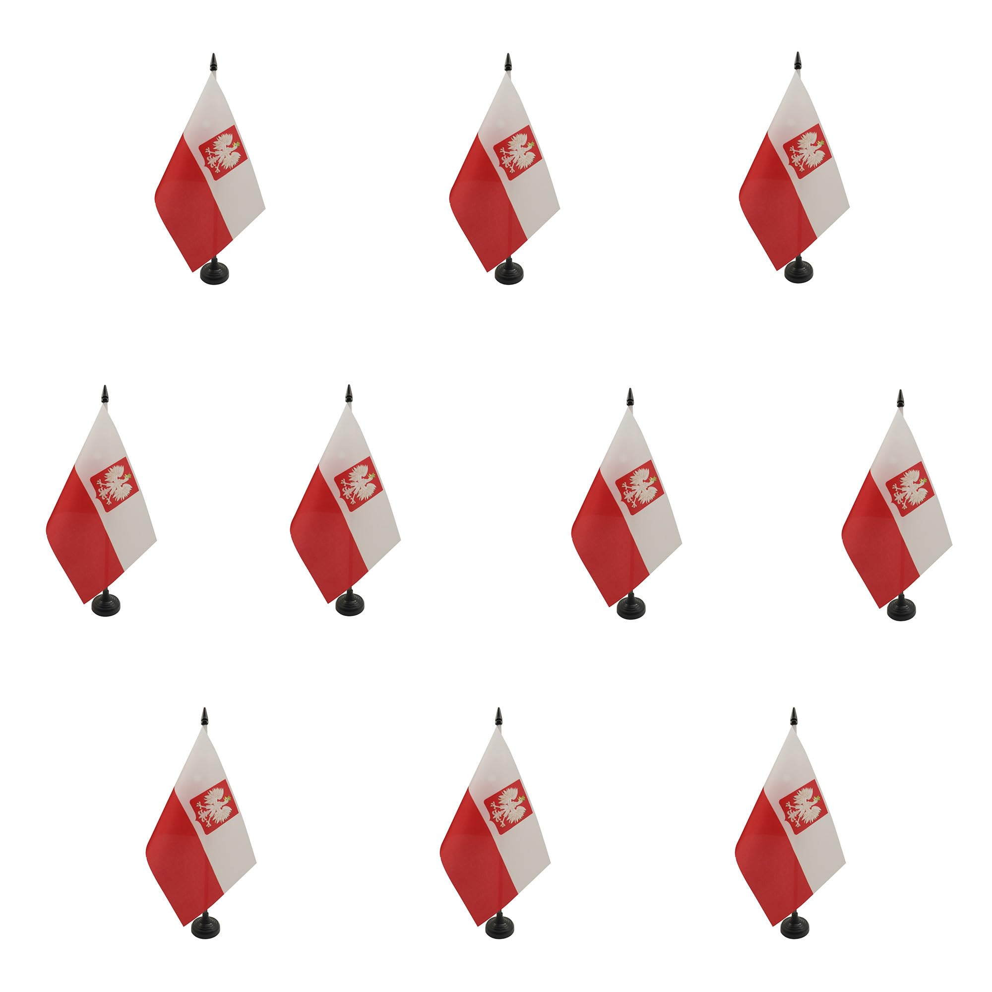 AZ FLAG Pack of 10 Poland with eagle Table Flags 6x8 in Plastic Base