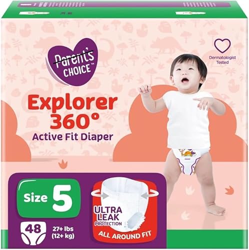 Parents_Choice Explorer 360 Active Fit Diaper Pants, Size 5, (48 Count)