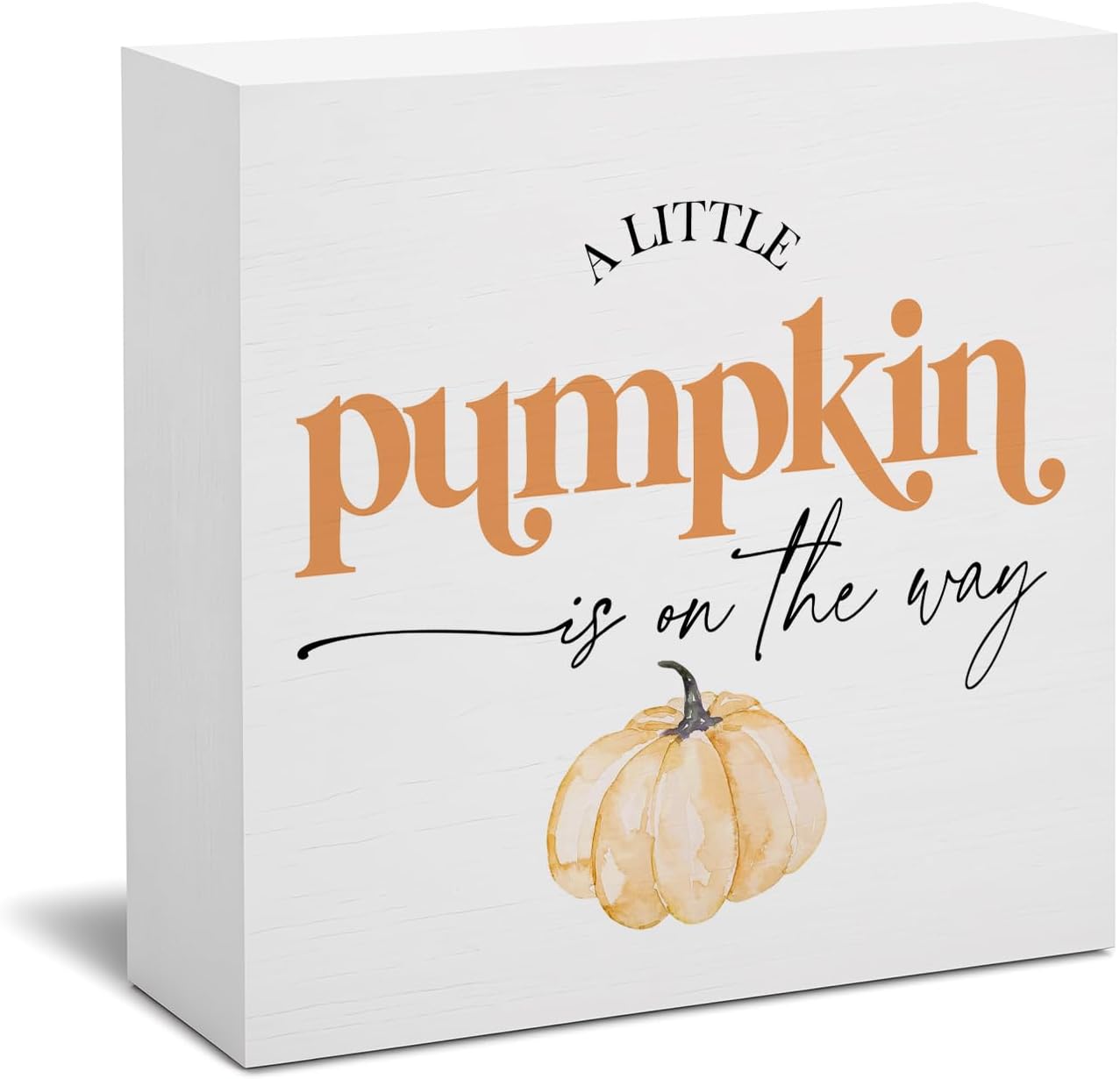 Pumpkin Baby Shower Decorations, A Little Pumpkin is On The Way Wooden Signs for Table Shelf Autumn Thanksgiving Party 5x5
