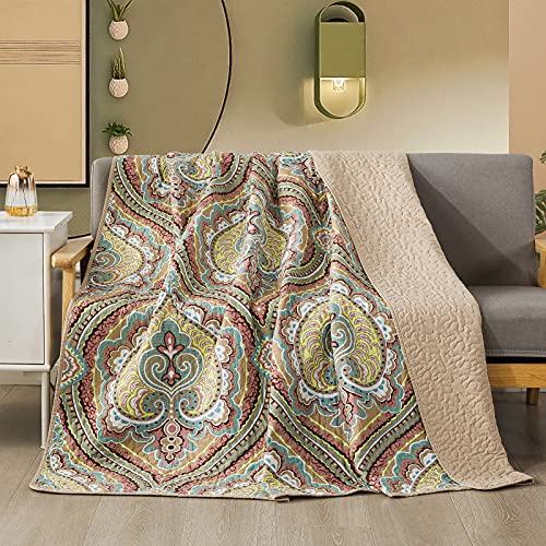 Newlake Quilted Throw Blanket For Bed Couch Sofa, European Paisley Blossom, 60X78 Inch #TOP11