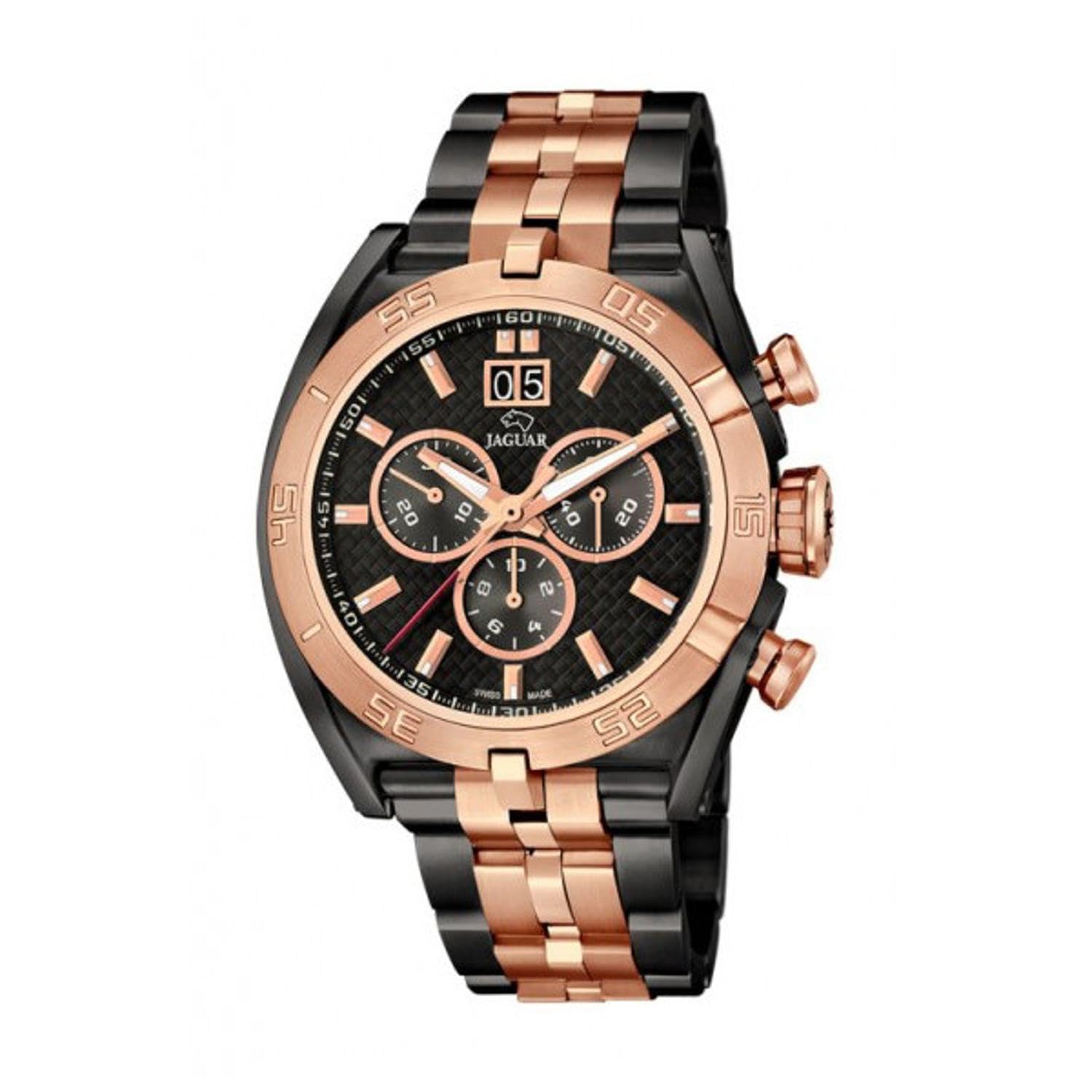 JAGUAR - Unisex Adult Watch Model J811 / 1 from the Special Edition Collection, 45.8 mm Black case with Pink Black Steel Strap for Men - J811/1