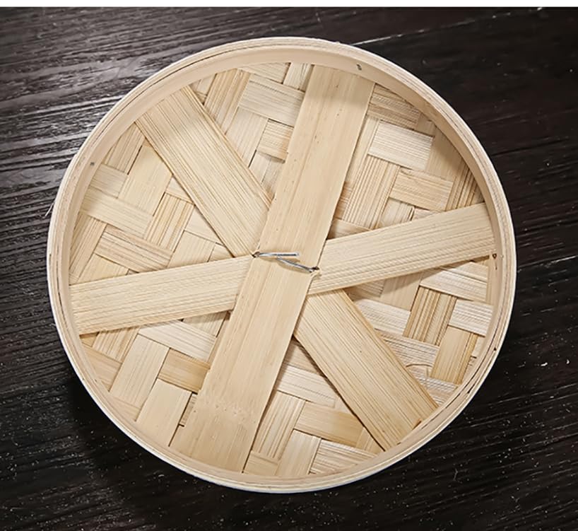 Luminexia Handgefertigter Bambus-Dampfgarer,2 Etagen/3 Etagen,Bambus-Dampfkorb Dämpfaufsatz Bambusdämpfe mit Deckel Neu für Gemüse,Dim-Sum-Knödel,Brötchen,Hühnerfisch und Fleisch