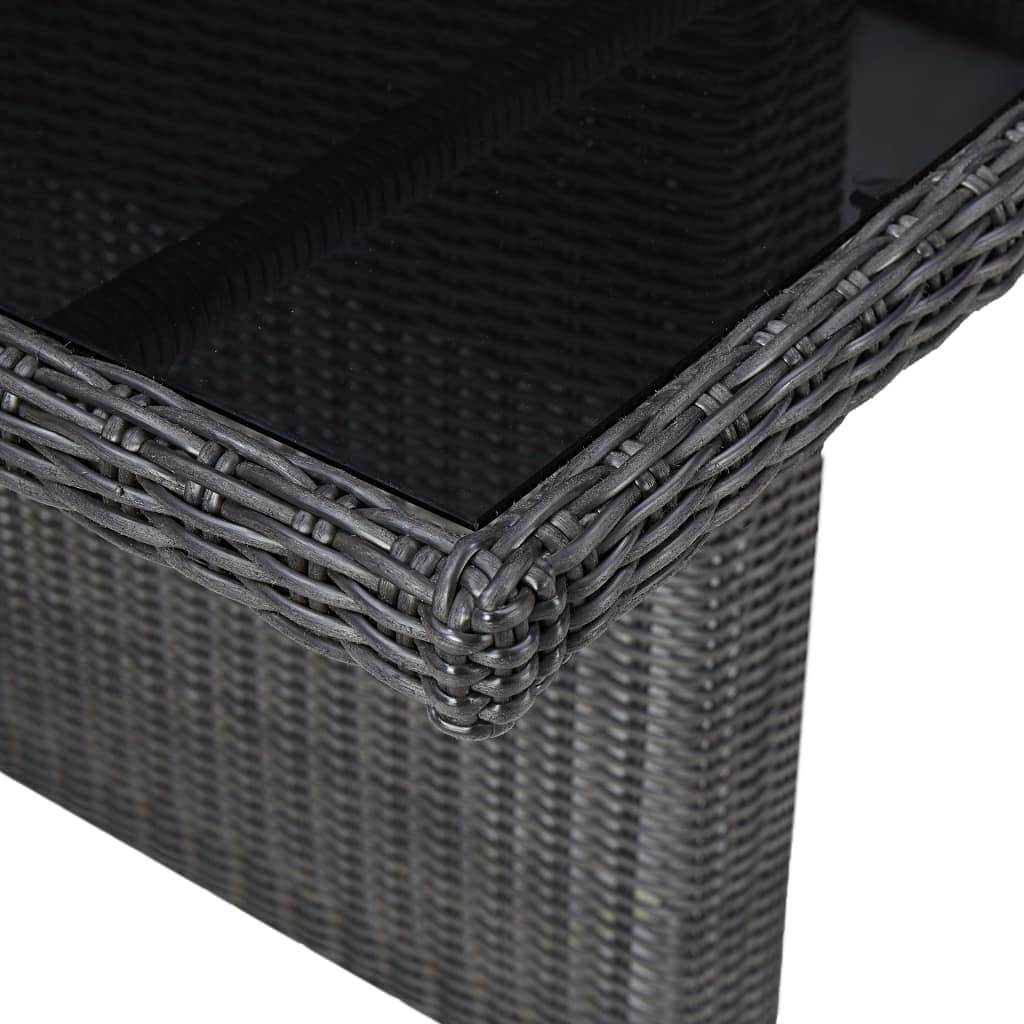 Hommdiy Garten Esstisch Gartentisch Terrassentisch Gartenmöbel Balkontisch Tisch Terrasse Braun Glas Poly Rattan Stahl 200x100x74cm Schwarz