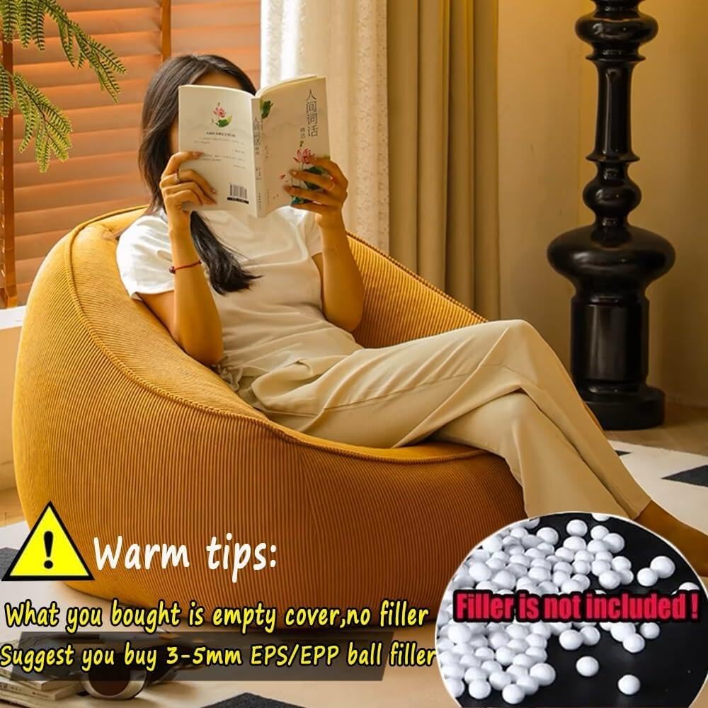 Générique Pouf Paresseux, Pouf Paresseux Canapé Velours Côtelé, Chaise Longue sans Remplissage, Siège Confortable pour Salon, Chambre Ou Tatami