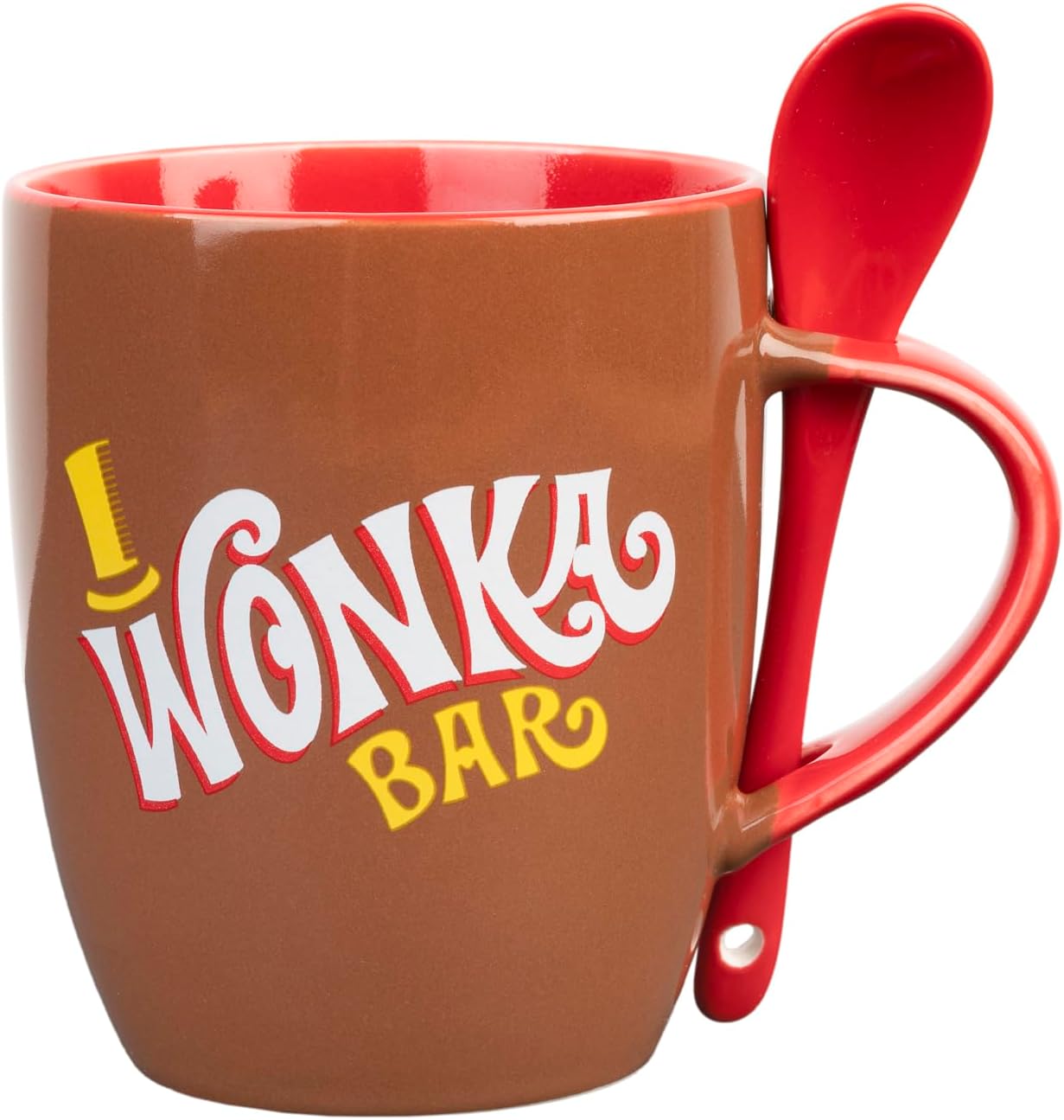 Grupo Erik Ceramic Mug with Spoon - Willy Wonka Bar | 12.8 oz - 380 ml Coffee Mug Tea, Cool Mugs and Cups | Merchandise Willy Wonka Gifts Under 15 Pounds
