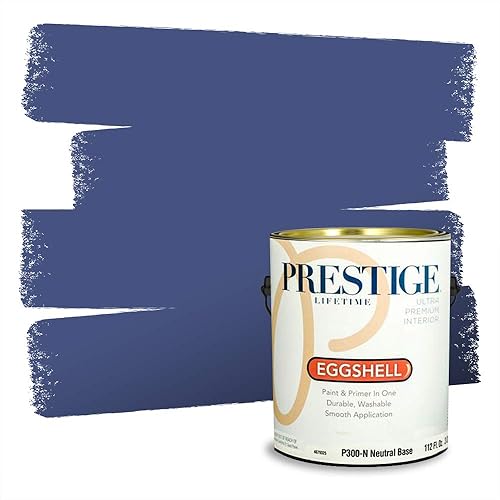 Prestige Paints Pintura interior e imprimación en uno, 1 galón, cáscara de huevo, combinación comparable de Valspar* azul rey clásico*