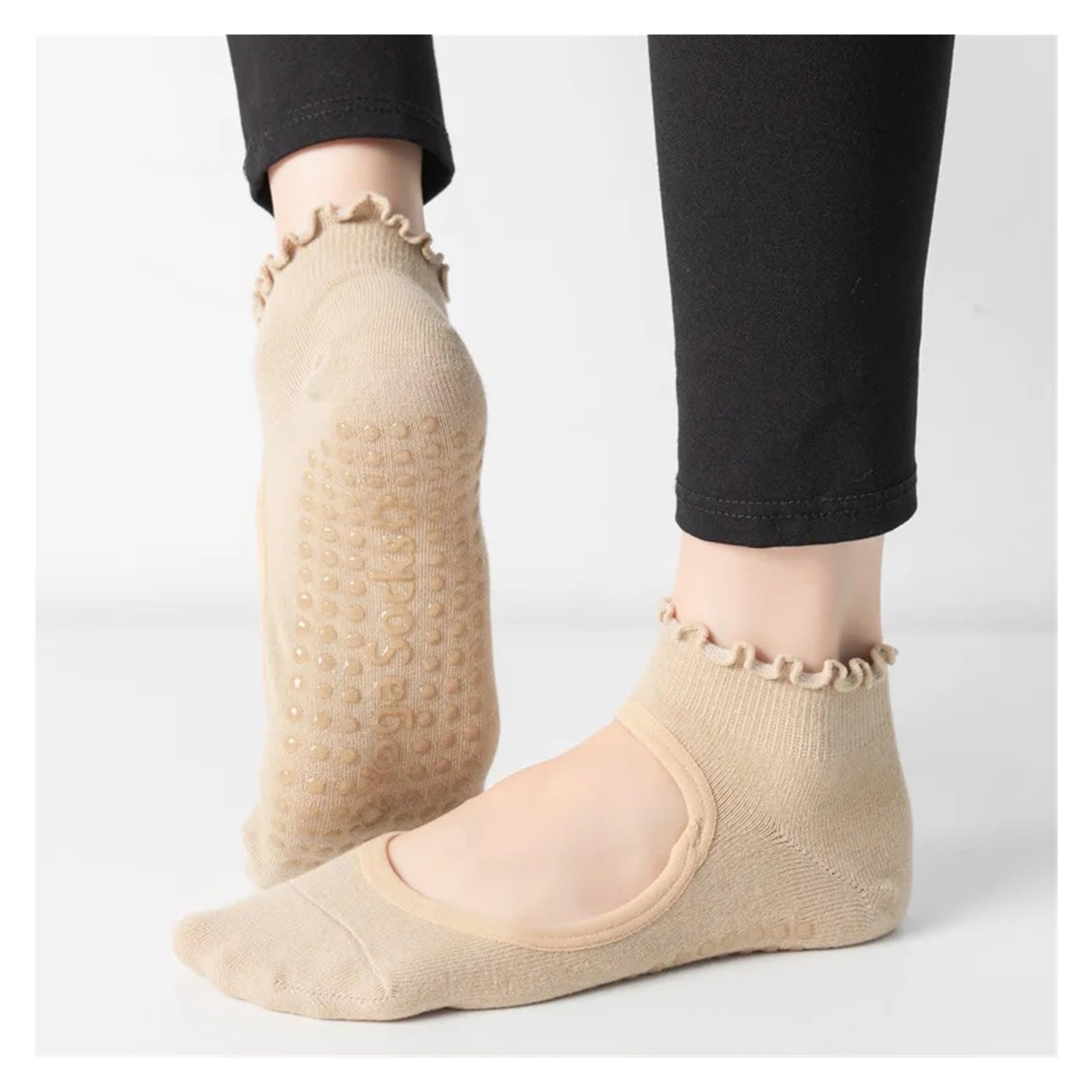 Calcetines de Yoga for Mujer, calcetín de Tobillo bajo con Agarre de Lechuga de algodón, Antideslizante, de Silicona, Deporte de Baile, Ballet, Pilates para Yoga Pilates Gimnasio(Black)