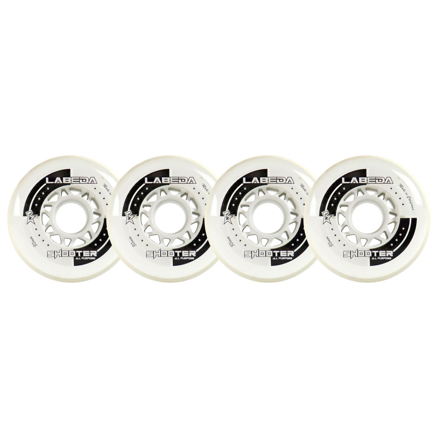 Labeda Shooter Roller Hockey Wheels - 80mm White - 4-Pack