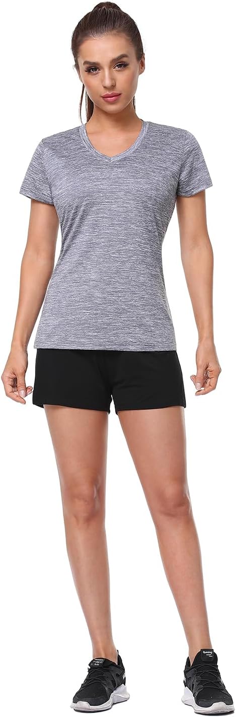 Xelky 3-4 Pack Women's Dry Fit Tshirt Short Sleeve Moisture Wicking Athletic Shirts Sport Activewear Tee V Neck Workout Top - Image 5