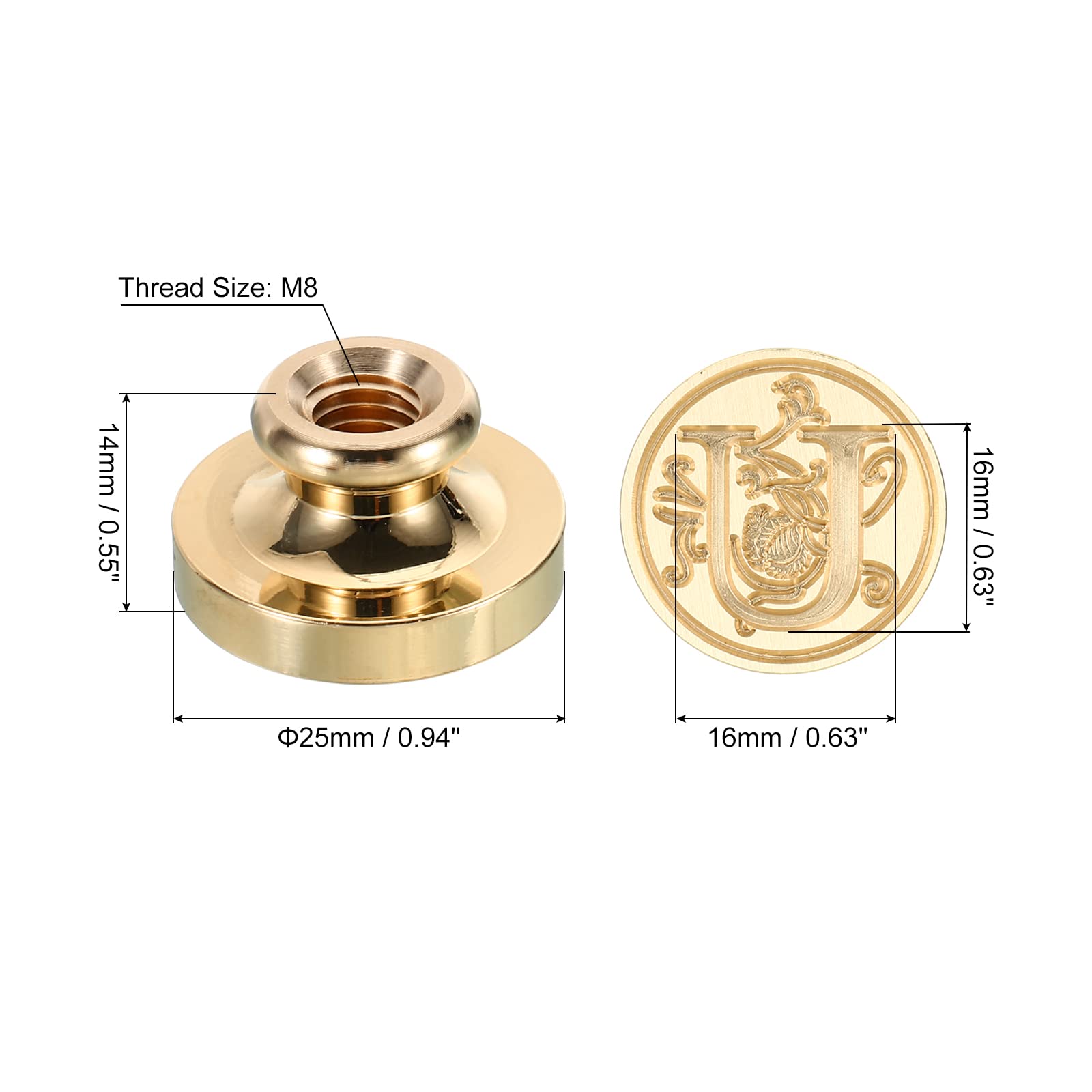 PATIKIL Alphabet U Wax Seal Stamp, Initial Letter Sealing Wax Stamp Classic Retro Brass Head for Envelope Invitation Cards - Image 2