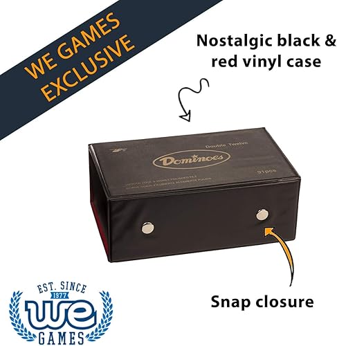 Miniatura 3 de WE Games Double Doce Dominoes - Azulejos de color marfil tamaño grueso