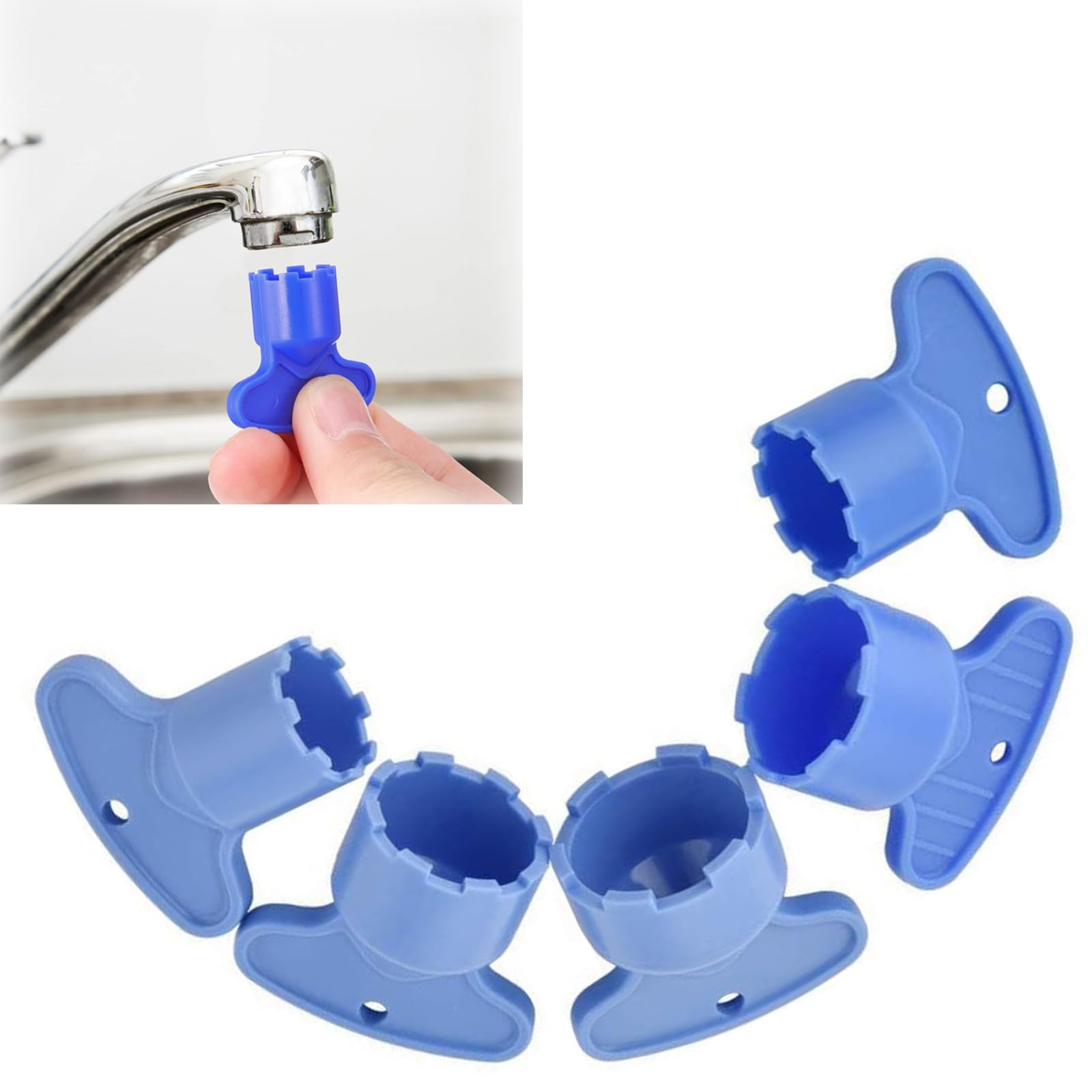 Versatile Faucet Aerator Key Removal Tool Set | 5 Sizes Included | Easily Replace Sink Aerator | Recessed Aerator Wrenches | Durable Blue Design