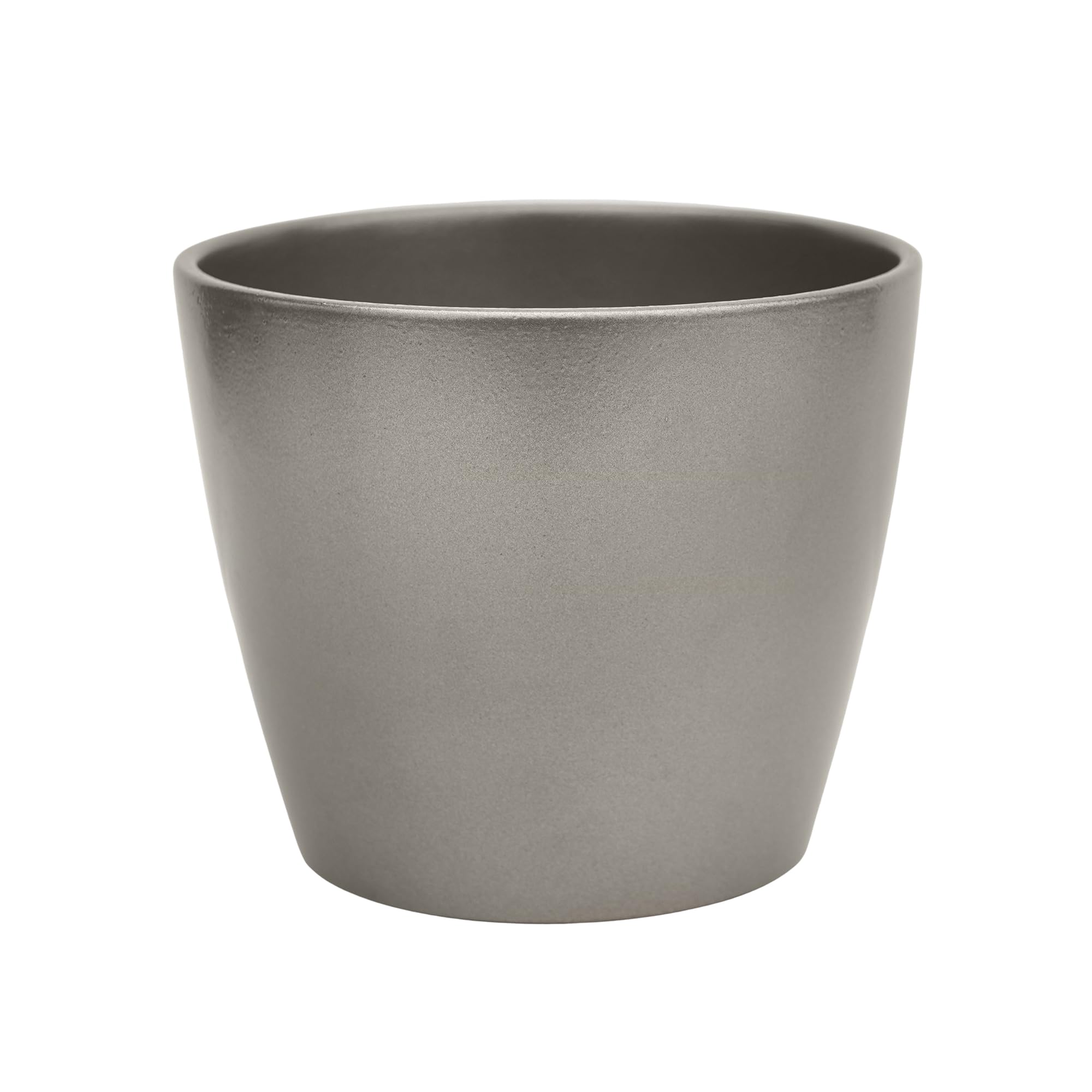 Ivyline Poinsettia Round Planter in Silver - Indoor Stylish Flower Pot - Classic Elegant Planting Bowl - H16 x D19 cm