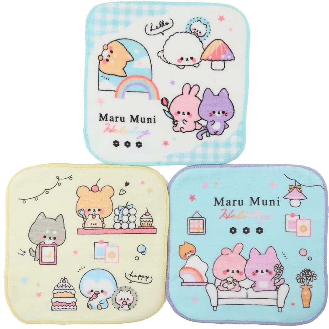 Amazon.co.jp: [ミニタオル3Pセット]ハンカチタオル3枚組/MARU MUNI 