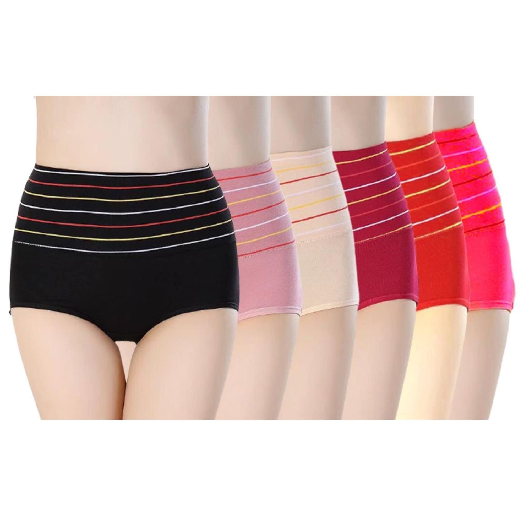 lak 18 Girls Briefs Women's Cotton High Waist Panties Body Tummy Tucker Brief Fit Underwear Full Coverage Ladies Panty for Daily Use Multicolor (High-Waist-Panties)-picture-27
