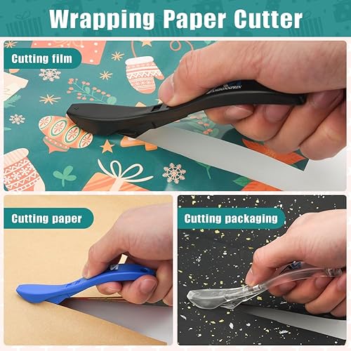 Miniatura 3 de Ambonnprin Herramienta de corte de papel de regalo, cortador de papel de envoltura de seguridad de hoja afilada interior, cuchillo de corte de papel