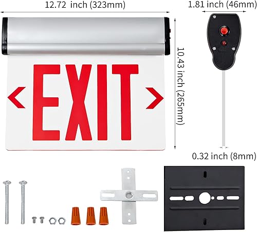 Miniatura 3 de Señales de salida rojas para negocios, letrero de salida LED con borde iluminado, UL 924, luces de salida de emergencia cableadas con batería de