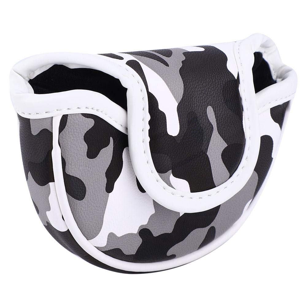 chengong Nakrycie głowy do klubu golfowego, półokrągła osłona na puttera, wodoodporna klamra magnetyczna ze skóry PU 13 x 9 x 3 cm dla początkujących miłośników golfistów i klubów pole (kamuflaż szary)