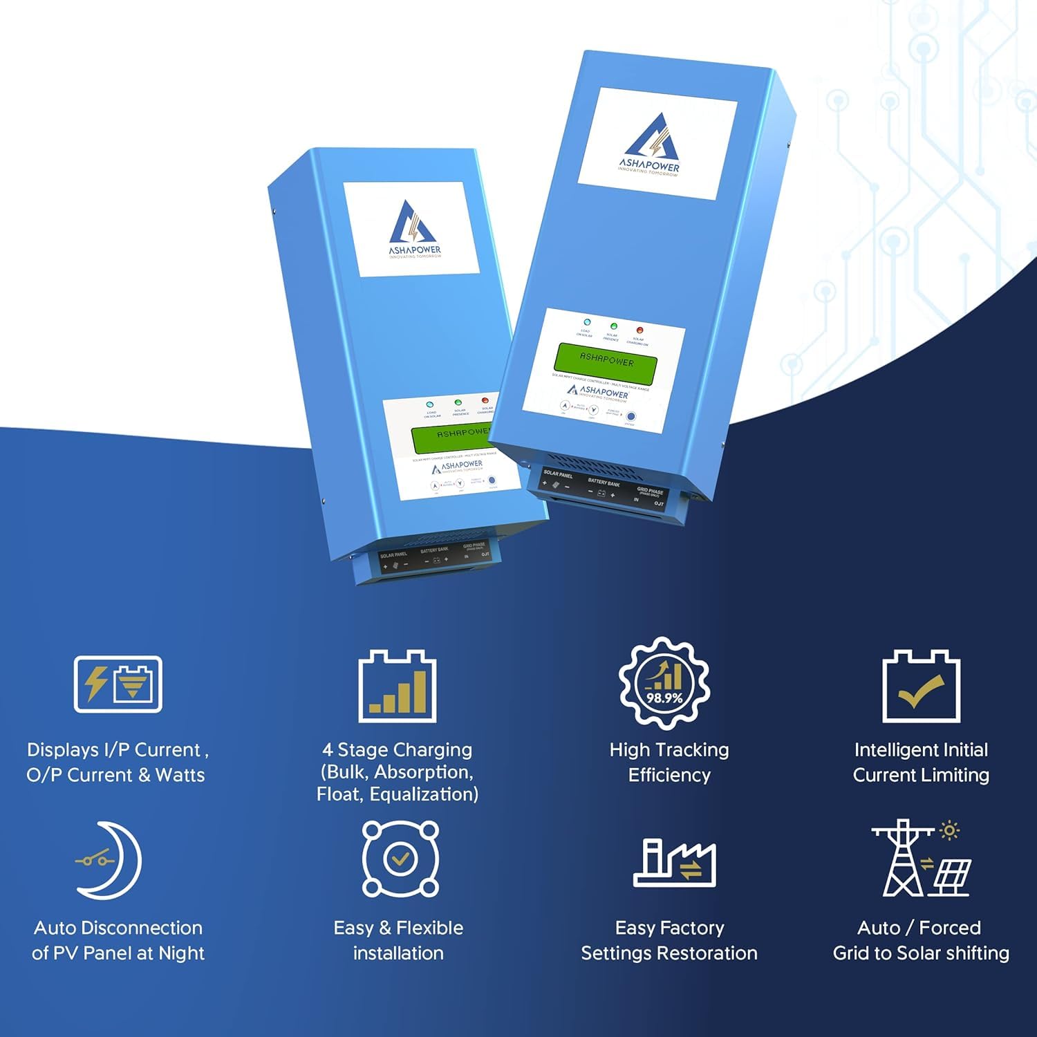 ASHAPOWER Surya 50 (LV) Solar MPPT Charge Controller with SMU | 12V/24V, 50A : Max. Voc 130V, Max. Wattage 2100W | High-Efficiency Solar Power Management. - Image 3 thumbnail