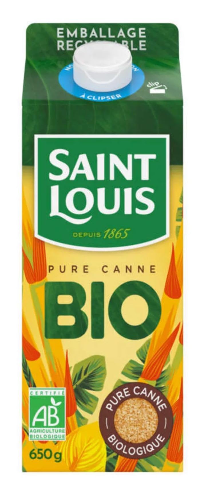 Sucre Pure Canne BIO 650g/Boite - Offres de 1, 2, 3 et 4 Boites - Livraison Gratuite France (4 boites)