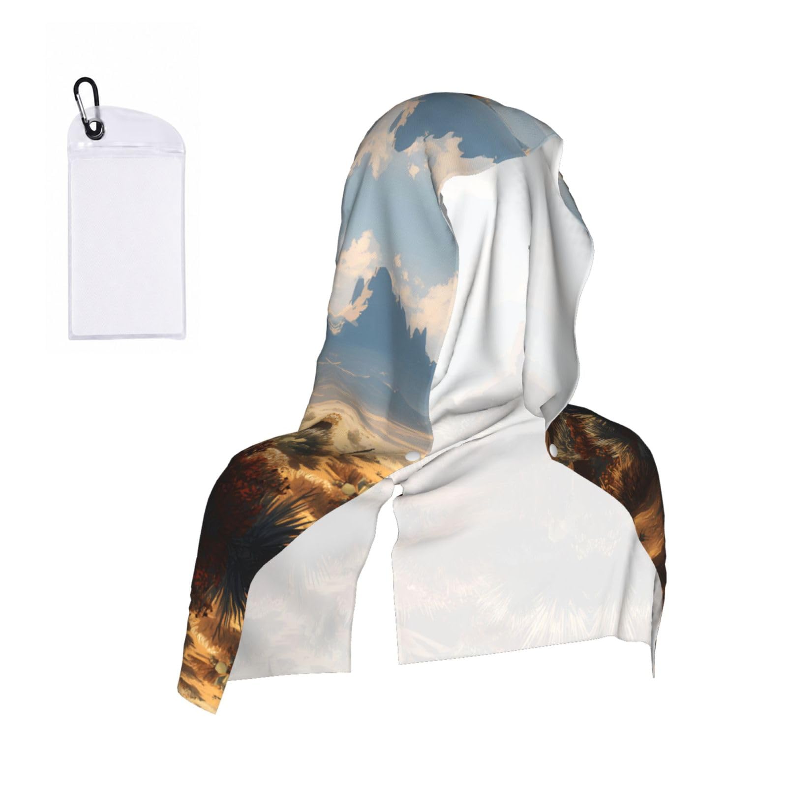 EZDLOWVBA Desert Print 2 Pack Cooling Hoodie Towels,Sports Headscarf, Neck Wrap Scarf,Breathable Cooling Towel For Neck And Face, Travel, Swimming, Training
