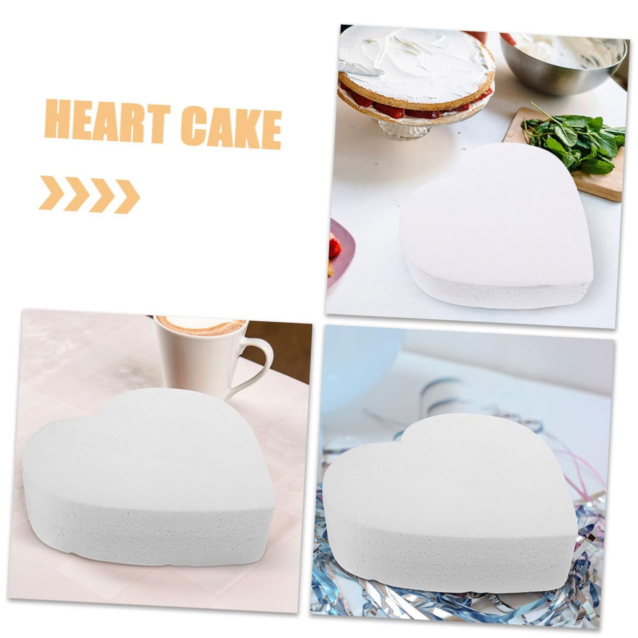 VICASKY Gâteau et Entraînement de Techniques de Pâtisserie Modèle en Mousse Blanc de Cœur Accessoire Créatif pour Décoration de Mariage pour Fêtes Spéciales