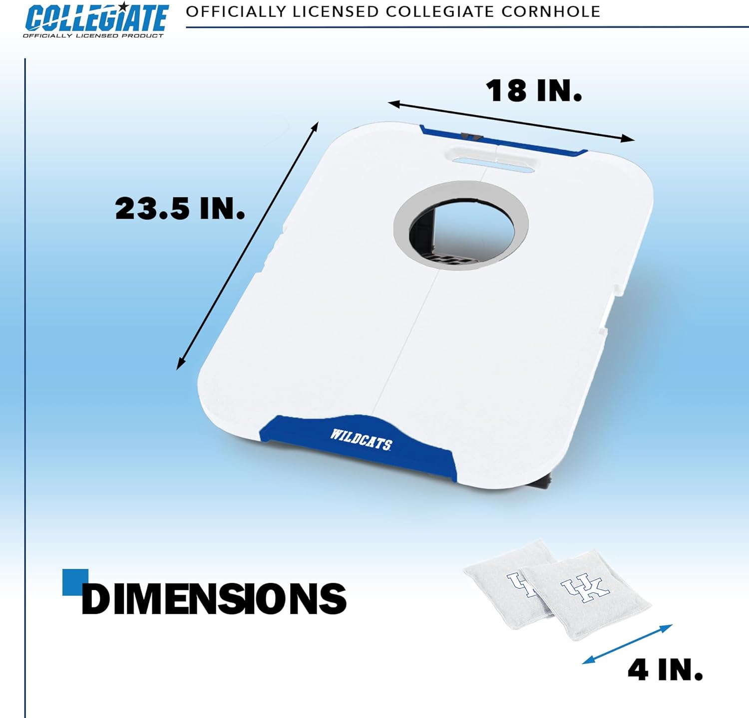 Wild Sports NCAA Kentucky Wildcats Pro Football All-Weather Cornhole Set - Travel Bean Bag Toss Set Includes 8 Bean Bags