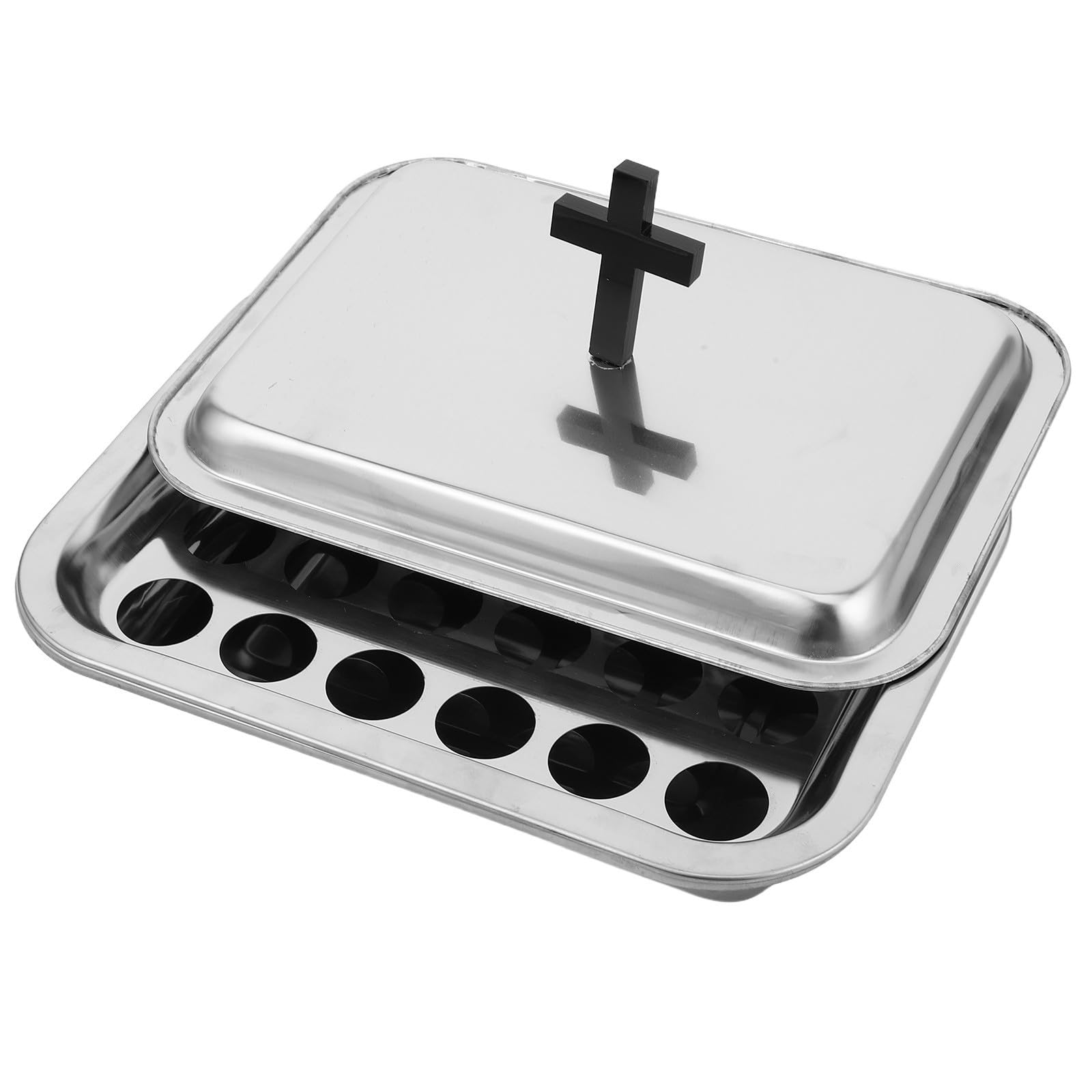 TOYANDONA Bandeja para Copa de Vino de Comunión en Acero Inoxidable Plata, Diseño Portátil y Versátil, Adecuado para Ceremonias Religiosas y Uso en Iglesias