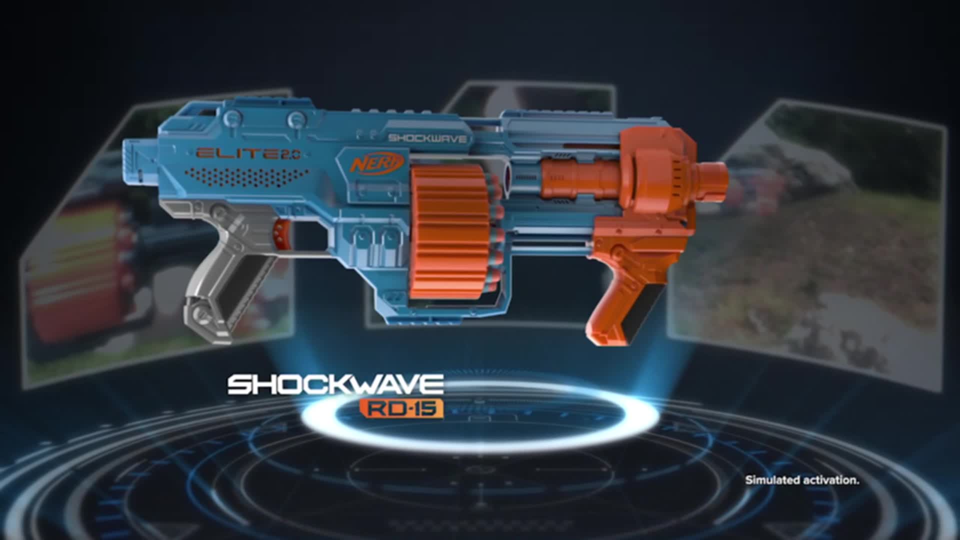 Hasbro Nerf Elite 2.0 Shockwave RD-15 Blaster, 30 Nerf Darts, 15