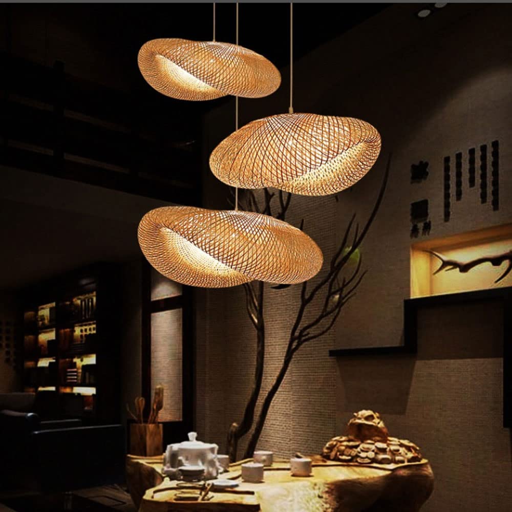 GERAGUR Art Bird Nest Lampenkap Plafond Hanglamp Geweven Bamboe Hanger