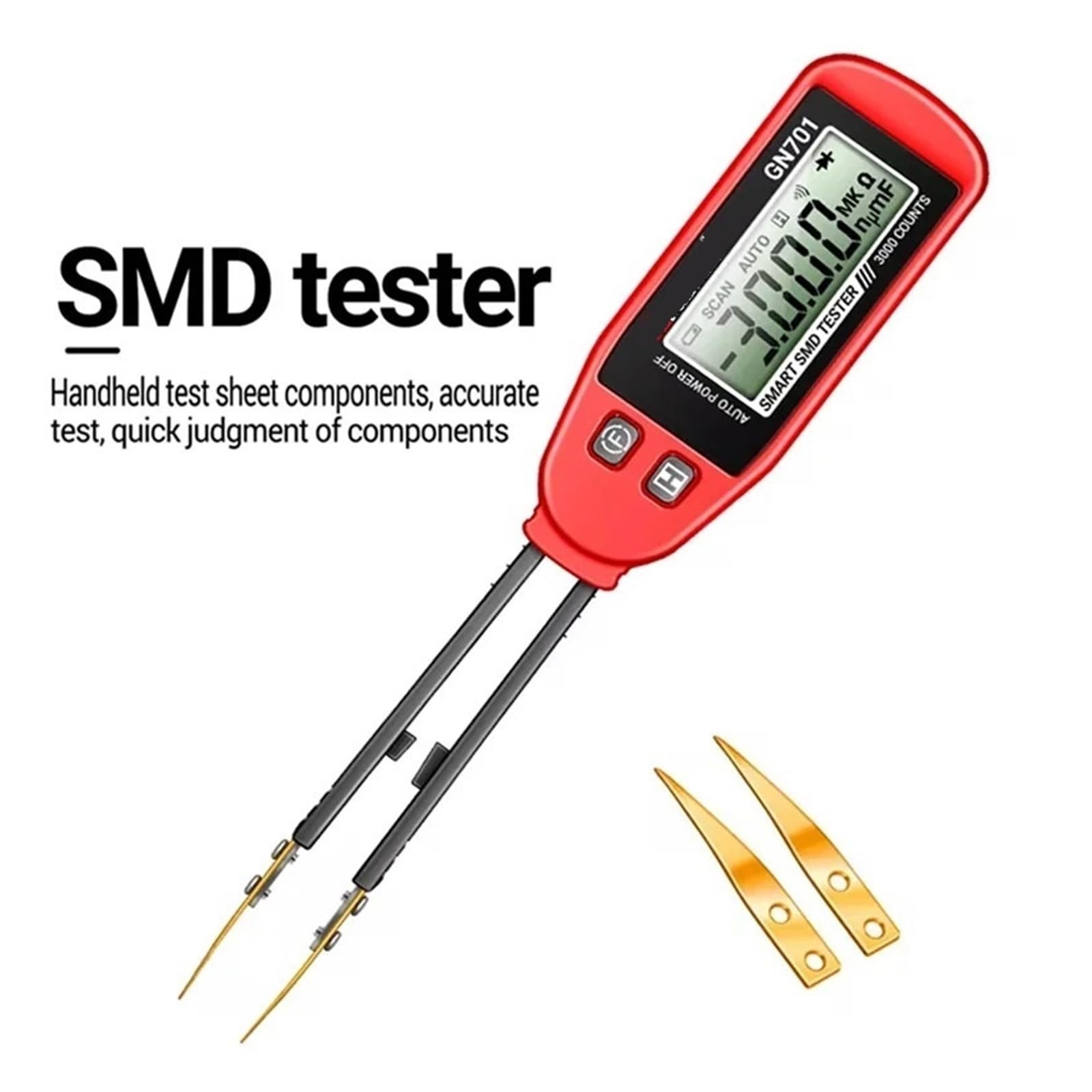 Multimetro digitale, Tester SMD intelligente GN701, multimetro digitale con pinzette for resistenza e capacità