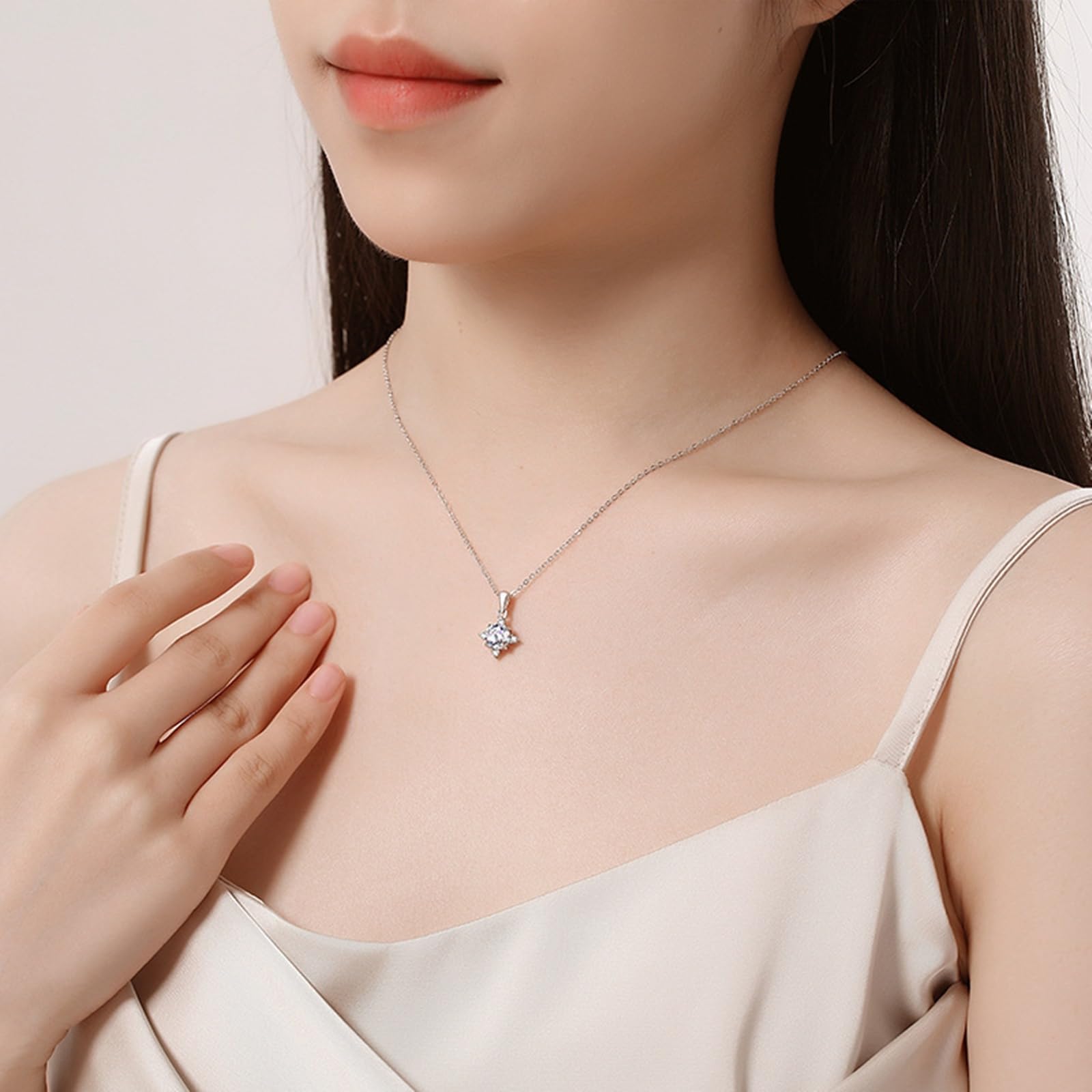 Collar de novia simple para mujer, cadena de oro blanco de 9 quilates, 14 quilates, 18 quilates con moissanita, collares de cable alargado de 9 quilates para mujer, 40 + 5 cm