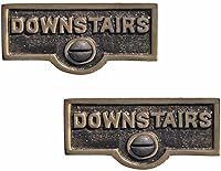 Vista 72 de Placa de interruptor de suministro para renovadores, placa de pared con acabado de latón "Downstairs