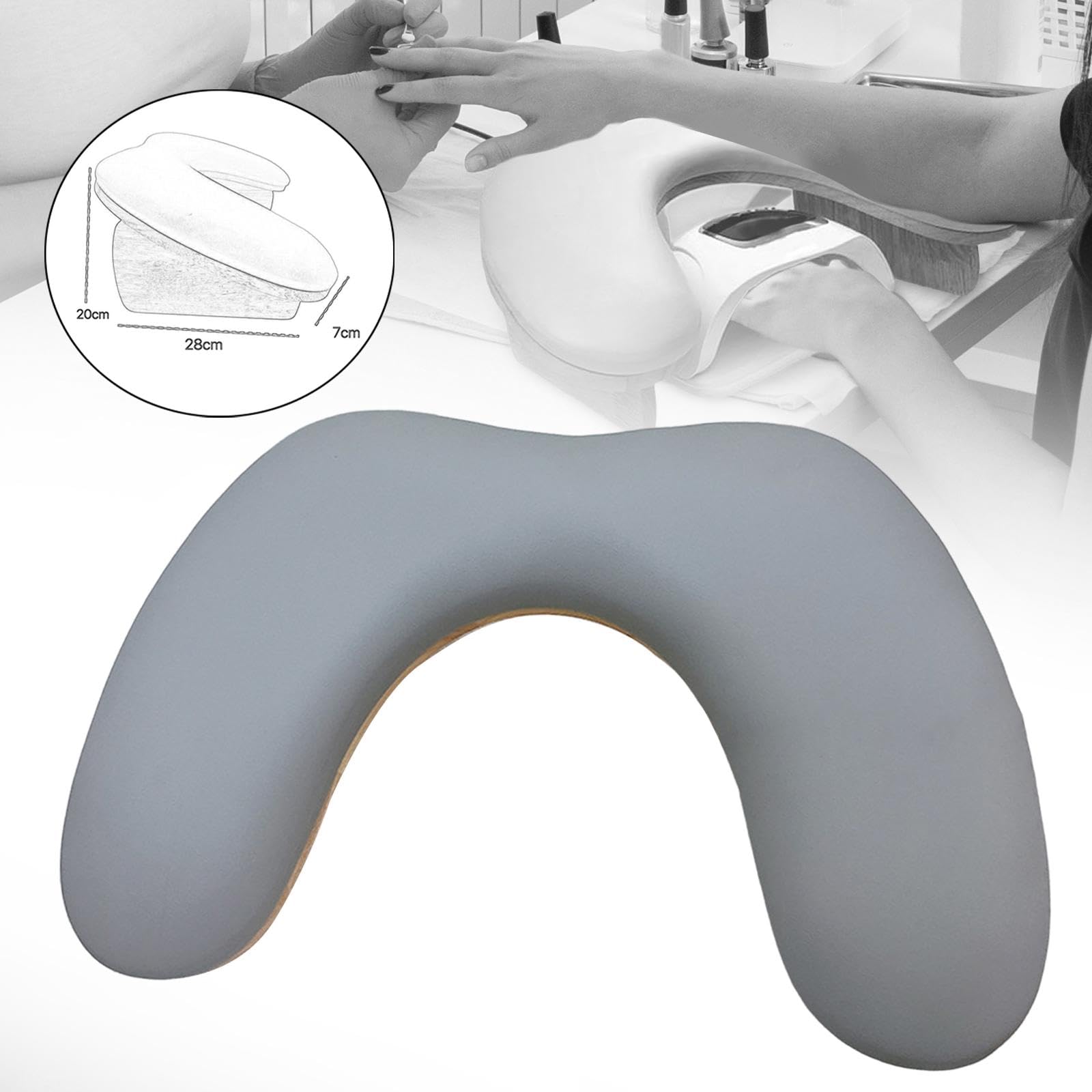 Reposabrazos para Manicura, Reposamanos para Uñas, Soporte para Uñas, Almohada Portátil para Manicura, Almohada para Uñas para Uso en Interiores Y Tie, gris