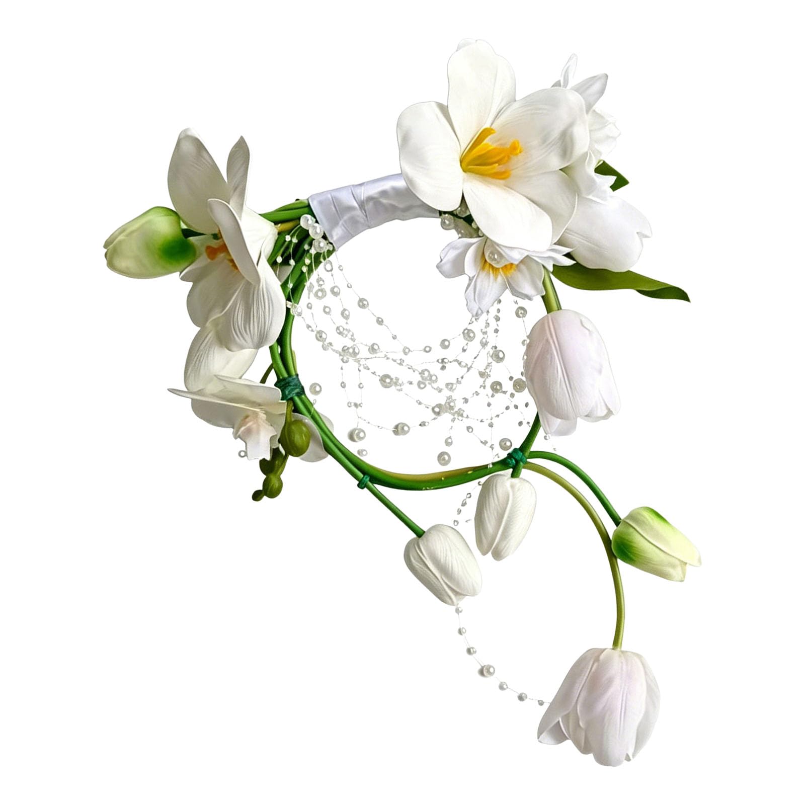 sodeber Tulips Bridal Bouquet Handcraft with Ribbon for Wedding Ceremony Bridal Arrangement Artificial Flower