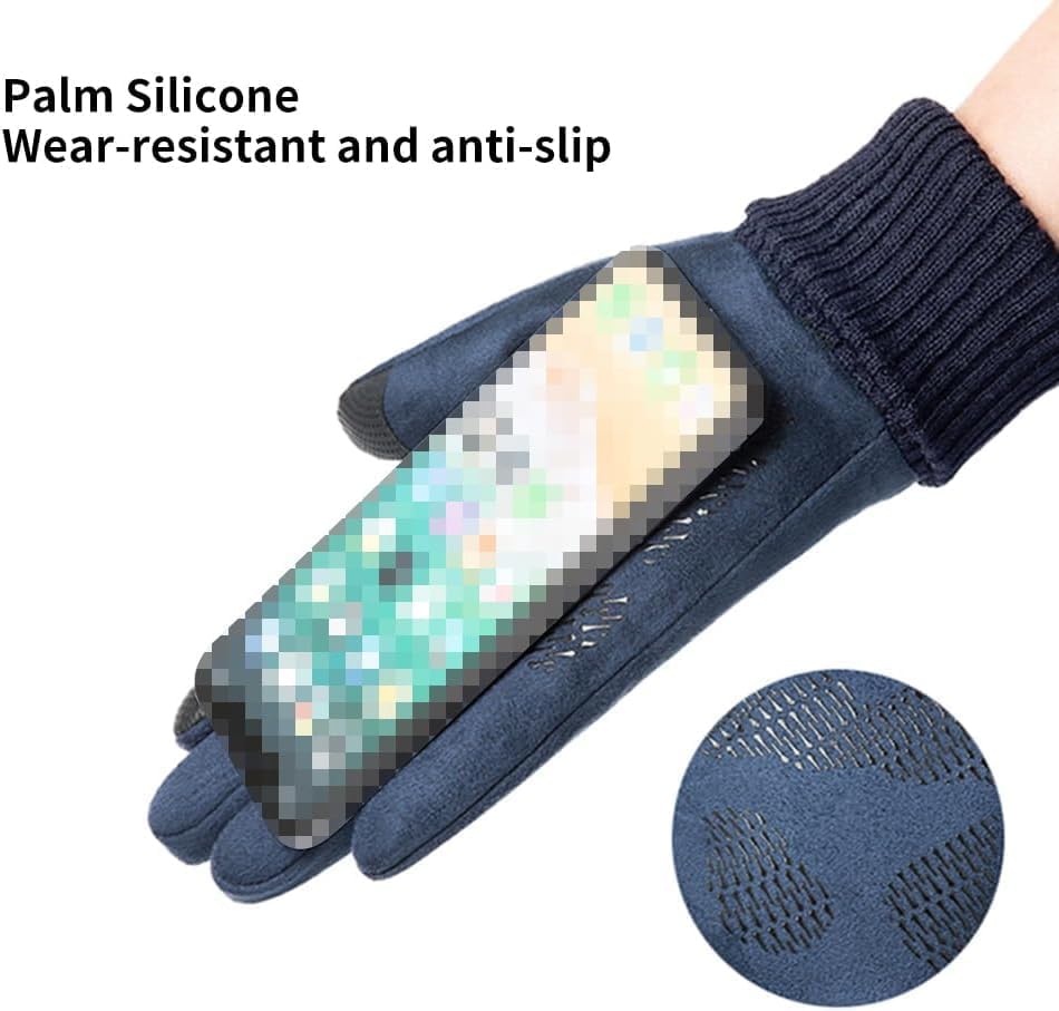 コスパの良いタッチスクリーン対応冬用手袋 – 暖かく柔らかく、スマホ対応の男女兼用手袋 暖かい手袋 スエード手袋 秋冬用 暖かいアウトドアタッチスクリーン パッド入り 厚手 ライディンググローブ 軽量