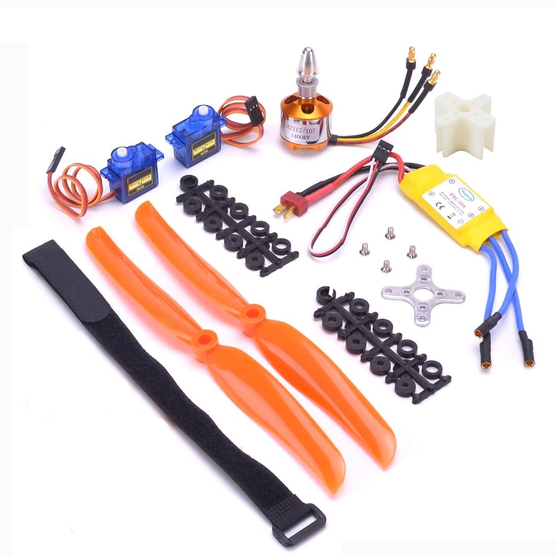 A2212 2212 1400KV 2200KV bezszczotkowy silnik 30A ESC SG90 9G mikro serwo 6 cali/8 cali śmigło do helikoptera RC puszczania samolotów(1400KV Tplug 2servos)