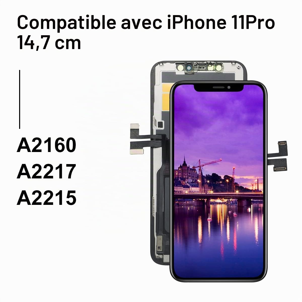 Dinow Écran Tactile de Rechange pour iPhone 11 Pro d'écran LCD 5,8"(Noir) iphone 11 Pro Ecran Tactile Digitizer Assembly +Kit De Réparation Complet Modèle: A2160/A2217/A2215