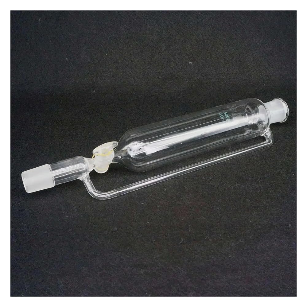 Embudo de laboratorio de vidrio con válvula de seguridad de 500 ml, 29/32, con caída de presión y llave de paso de vidrio