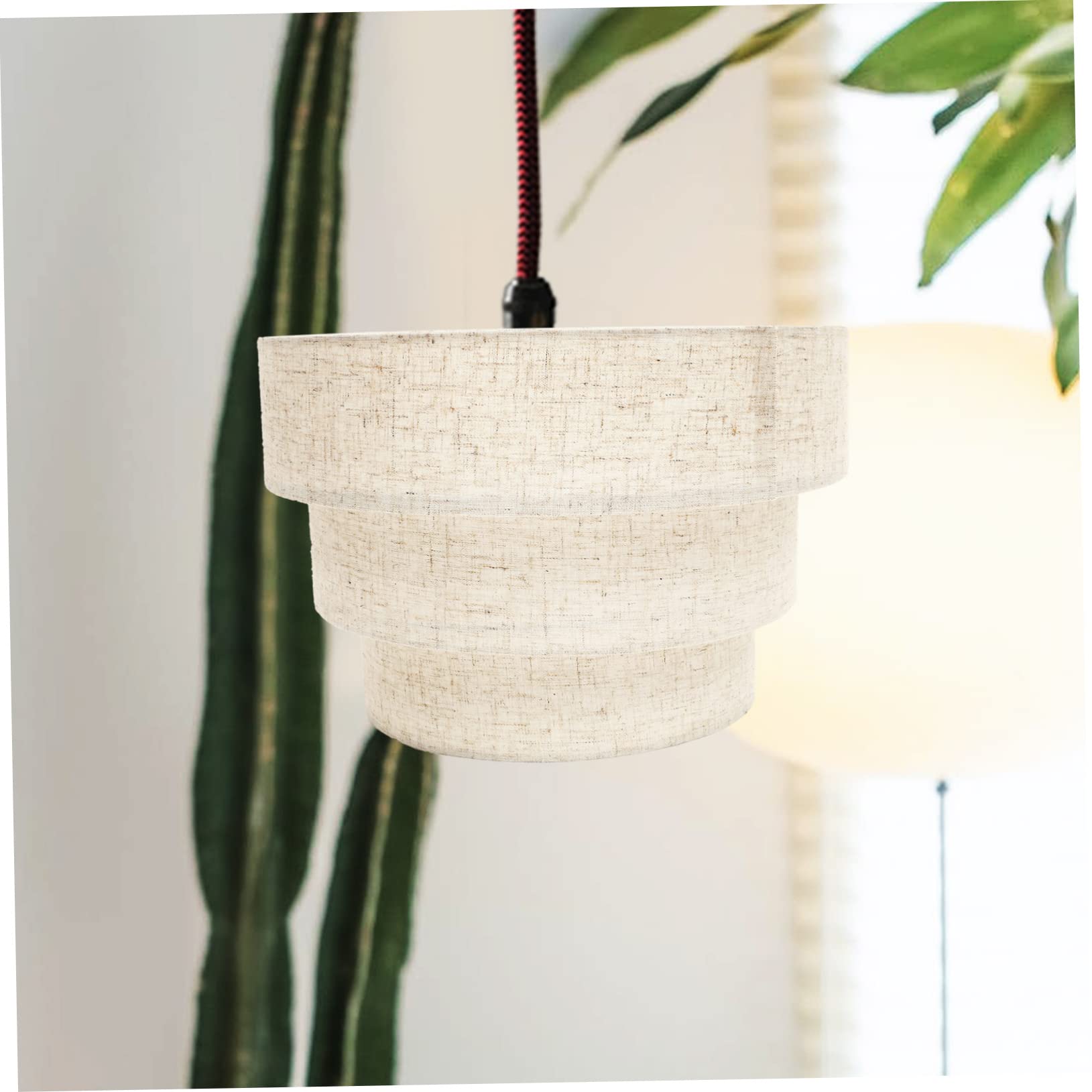 Angoily Abat-jour à Plusieurs Niveaux en Lin Amovible pour Lampadaire, Abat-jour Extra Large, Abat-jour à 3 Couches, Diffuseur Lumineux Intérieur, Remplacement Déco Vintage,