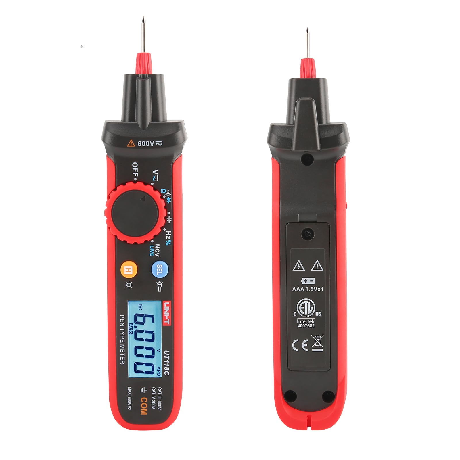 UNI-T UT118C - Multímetro digital True RMS Digital 6000 recuentos AC/DC Voltaje Resistencia Capacidad Frecuencia Diodo EF NCV Multitester