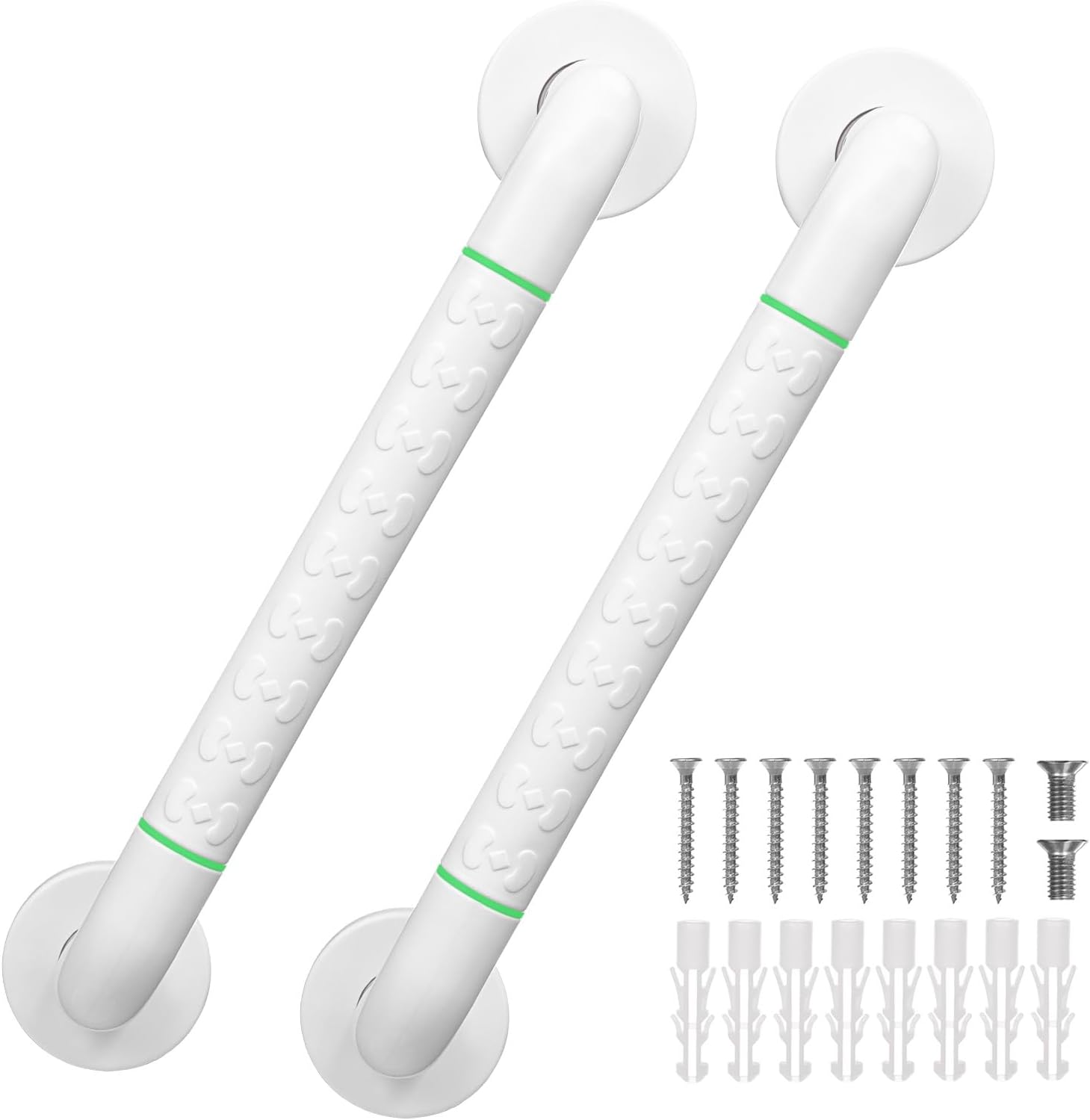 Fanwer 2PCS Bath Grab Rails with Anti-Slip Grip and Safety Luminous Circles,40CM Stainless Steel Bath Handle,Shower Wall Grip Handle Towel Rail.