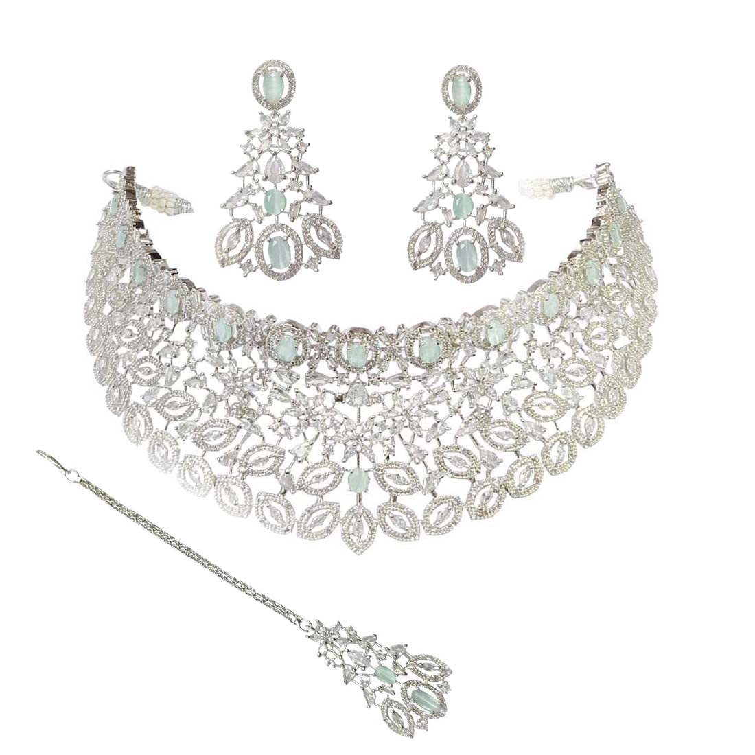 DENICRAAS CZ (Cubic zirconia) American Diamond Designer Jewellery Set/Necklace Set with Chain & Earring for Girls/Women (B0C6MYHV3P) Amazon Price History, Amazon Price Tracker