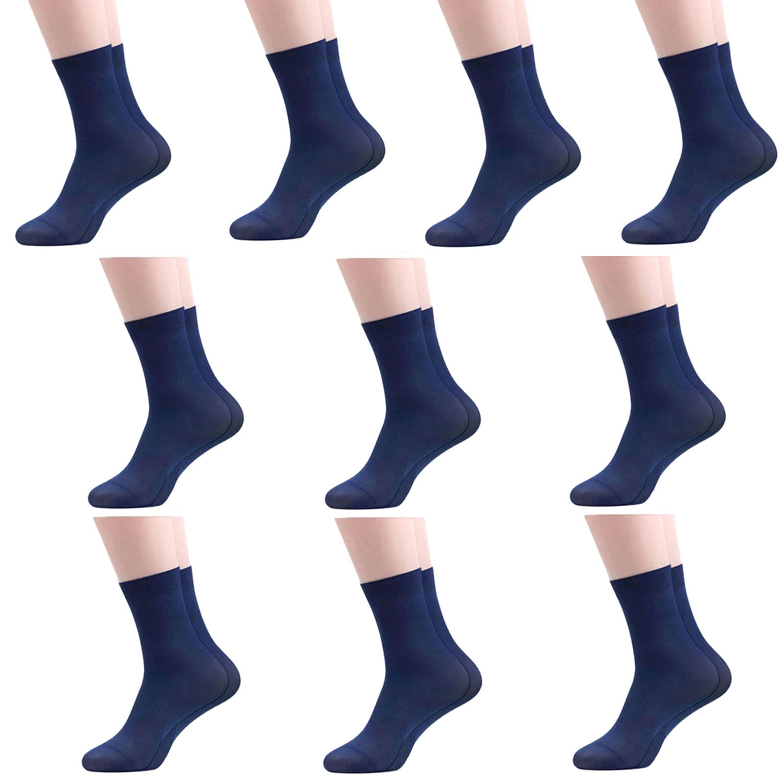 Alloneslife Unisex Navy Blue 10Pairs Silk Sheer Socks Breathable Dress Socks Soft Athletic Socks For Men Summers Ankle Socks(Navy Blue)