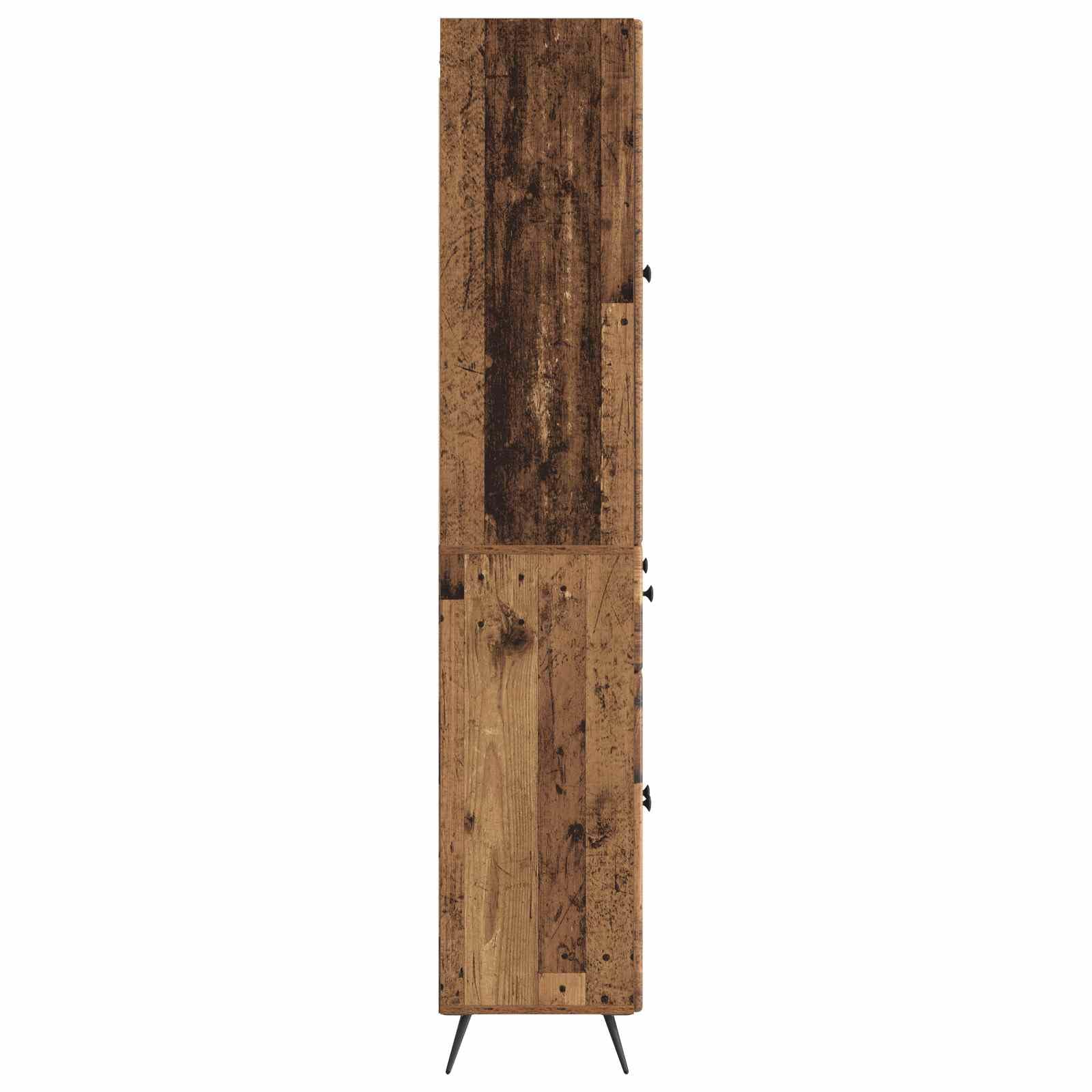 2-teiliges Möbelset Wohnzimmer Altholz-Optik Wohnwand mit Schrank und Sitzbank, Modernes Design Set für Flur und Esszimmer mit 4 Türen 4 Regalböden 1 Schublade
