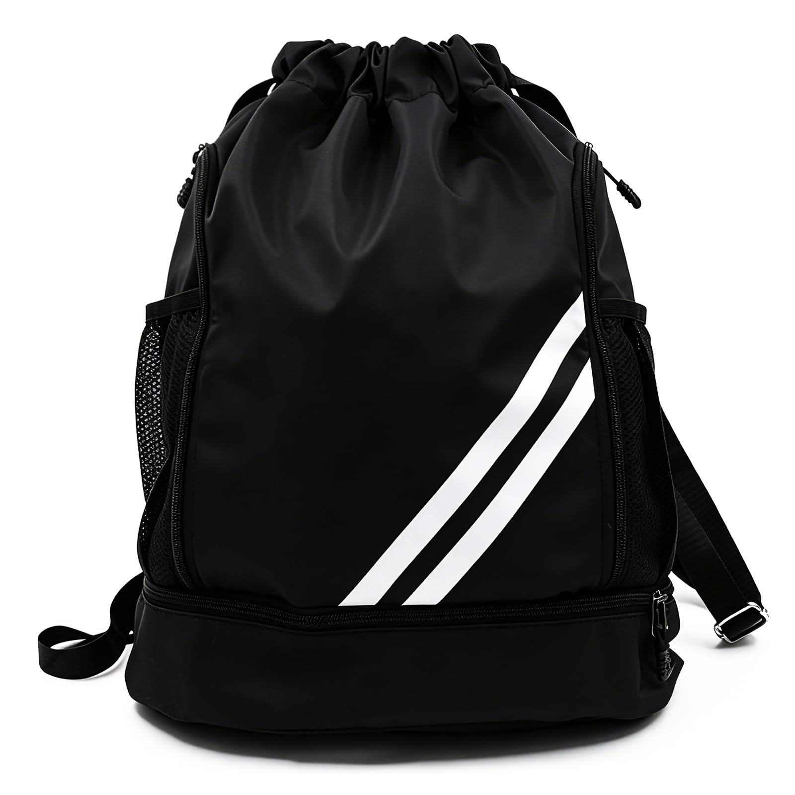 Drawstring Gym Bag With Shoe Compartment, Water Resistant Sports Backpack, Swim BagWith Wet Pocket For Gym School Football